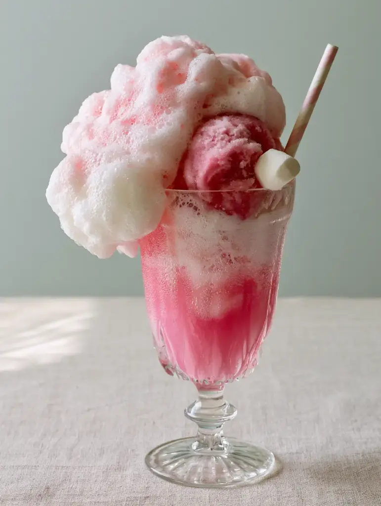 Easter Bunny Punch: The Ultimate Fizzy Raspberry Float for Spring 2 Close up of the textured effervescent bubbles and soft velvety peaks of the Easter Bunny Punch foam in morning sunlight.