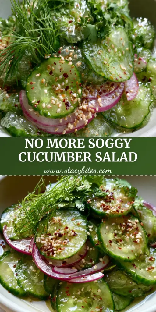 Cucumber Salad Recipe: The Secret to Ultra-Crisp Translucent Slices 4 A close-up vertical shot of a vibrant Cucumber Salad Recipe in a white bowl with translucent slices and fresh dill. (Cucumber Salad Recipe)