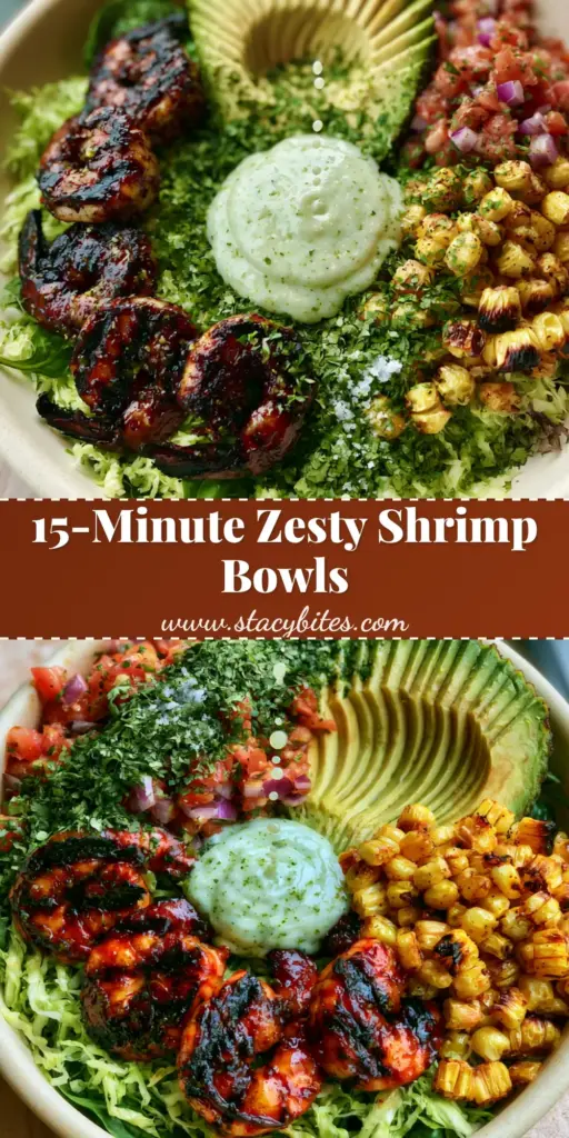 Grilled Shrimp Avocado Bowls with Zesty Lime Cilantro Crema 3 A gourmet grilled shrimp avocado bowl featuring charred jumbo shrimp, fanned avocado, and fire-roasted corn in a cream bowl. (grilled shrimp avocado bowls)