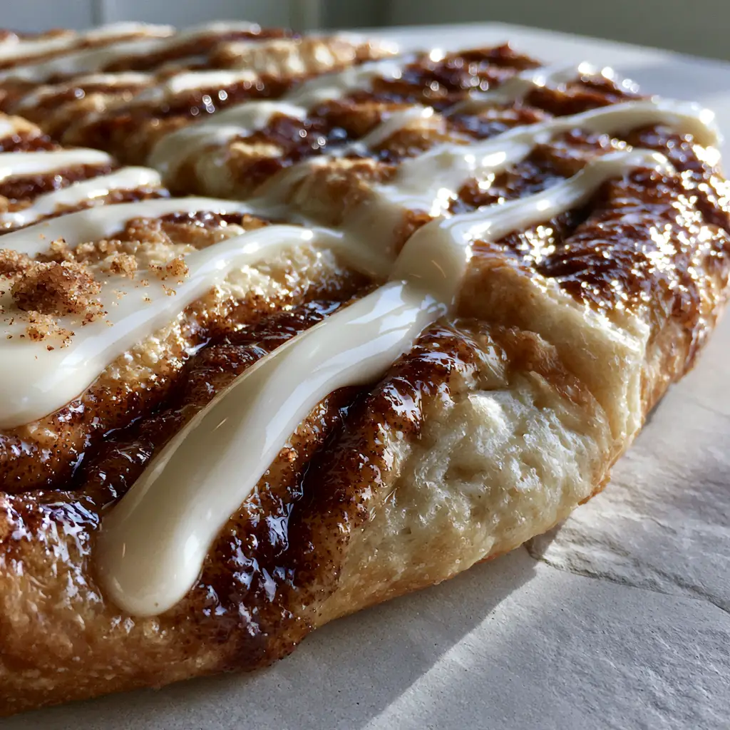 Sweet Cinnamon Swirl Pizza: The Ultimate Gooey Dessert Pizza Recipe 1 A top-down view of the Sweet Cinnamon Swirl Pizza on a minimalist light grey stone surface with stray grains of cinnamon sugar.