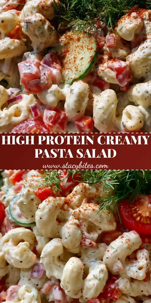 Healthy Macaroni Pasta Salad with Creamy Greek Yogurt Dressing 4 A vibrant healthy macaroni pasta salad in a ceramic bowl with creamy ivory dressing and fresh dill garnish.